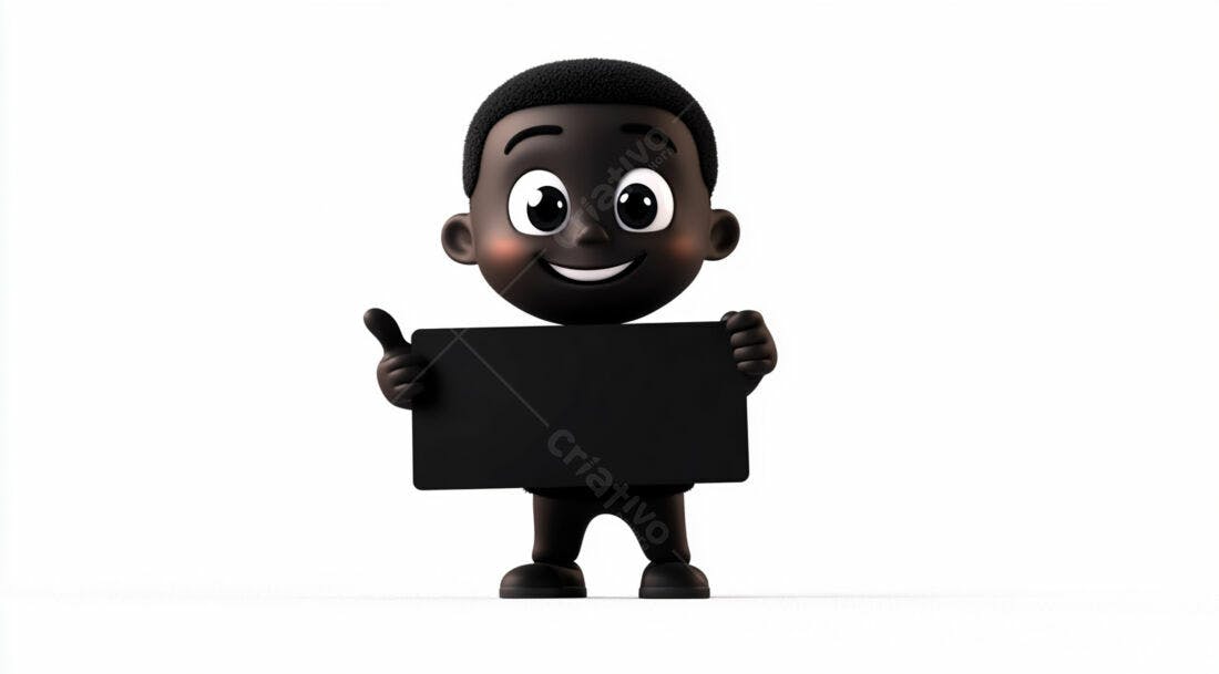Menino negro segurando cartaz preto