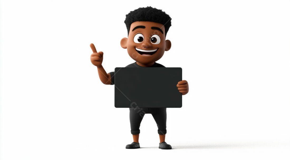 Menino negro segurando cartaz preto
