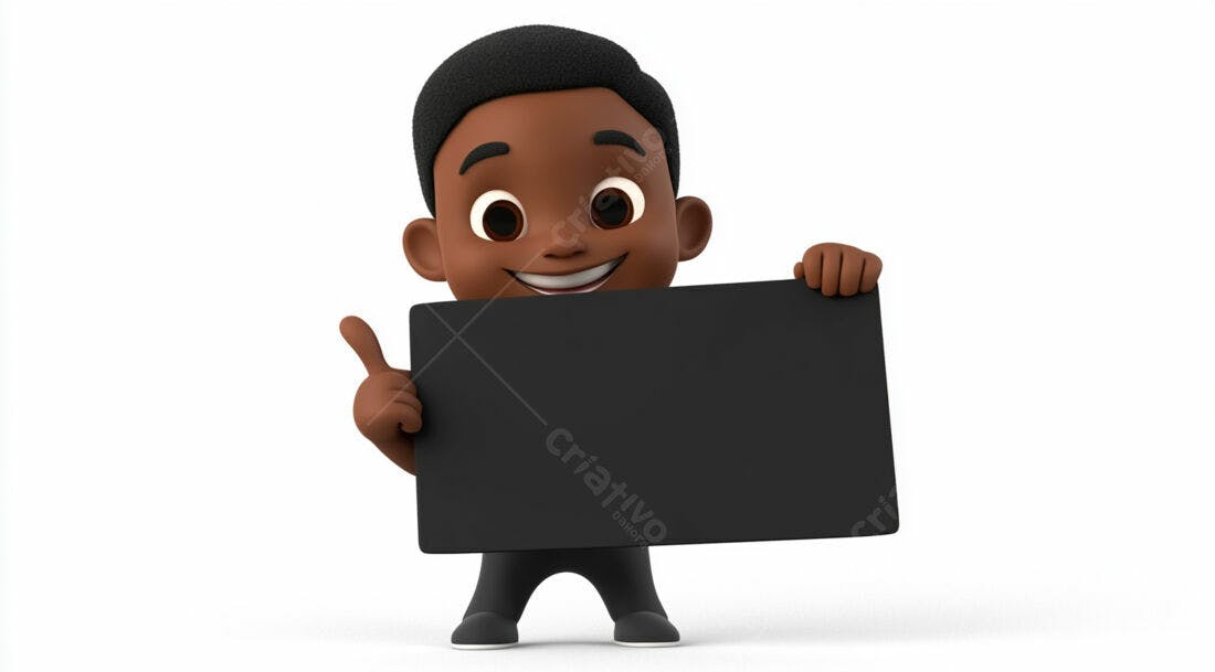 Menino negro segurando cartaz preto