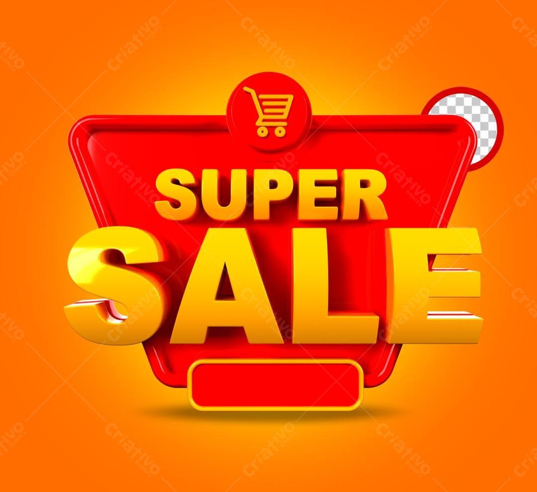 Selo 3D promocional vermelho e dourado Super Sale