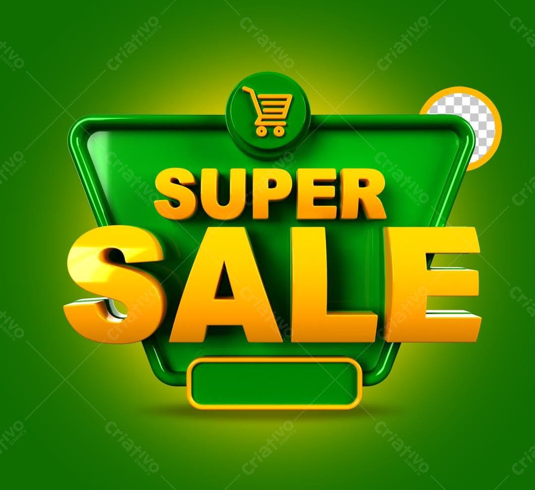 Selo 3D promocional verde e amarelo brilhante