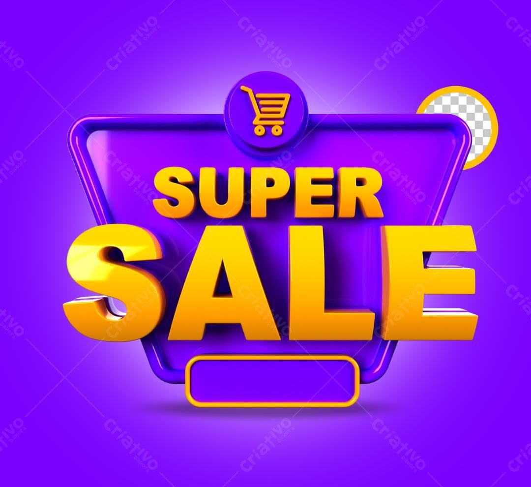 Selo 3D promocional roxa e amarela