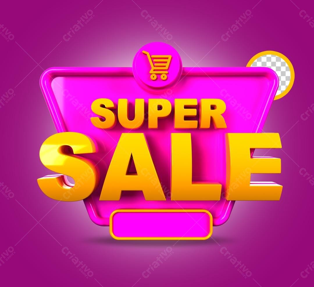 Selo 3D promocional rosa e amarelo