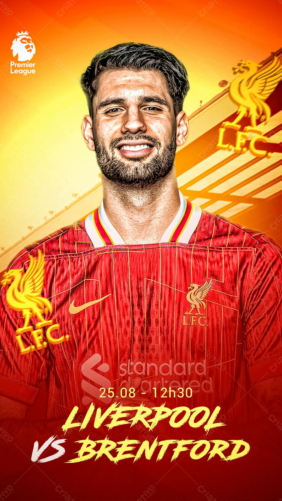 Poster Liverpool x Brentford PSD Editável
