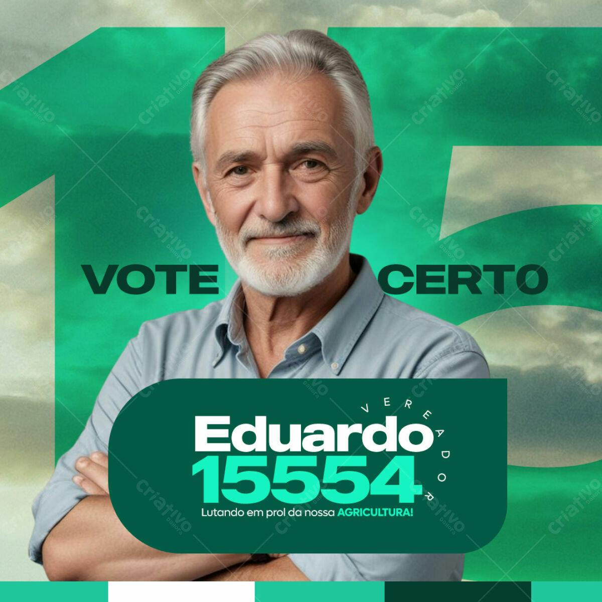 PSD para Campanha Política - Vereador Eduardo 1554 PSD Editável