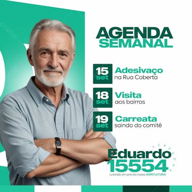 Eleições social media vereador agenda semanal feed