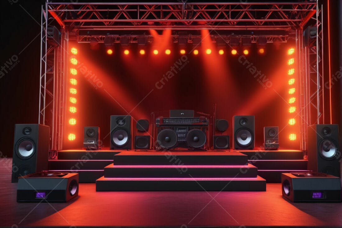 Palco de show com iluminação vermelha