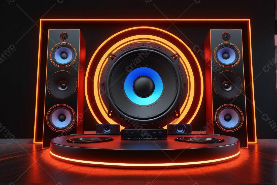 Sistema de Som com Iluminação Laranja