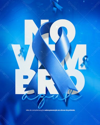 Novembro Azul Mês Da Conscientização Sobre Prevenção Ao Câncer De Próstata Psd Editável A 3