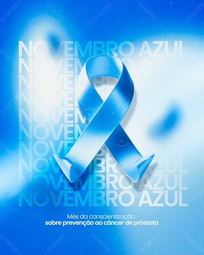 Novembro Azul Mês Da Conscientização Sobre Prevenção Ao Câncer De Próstata Psd Editável A 4