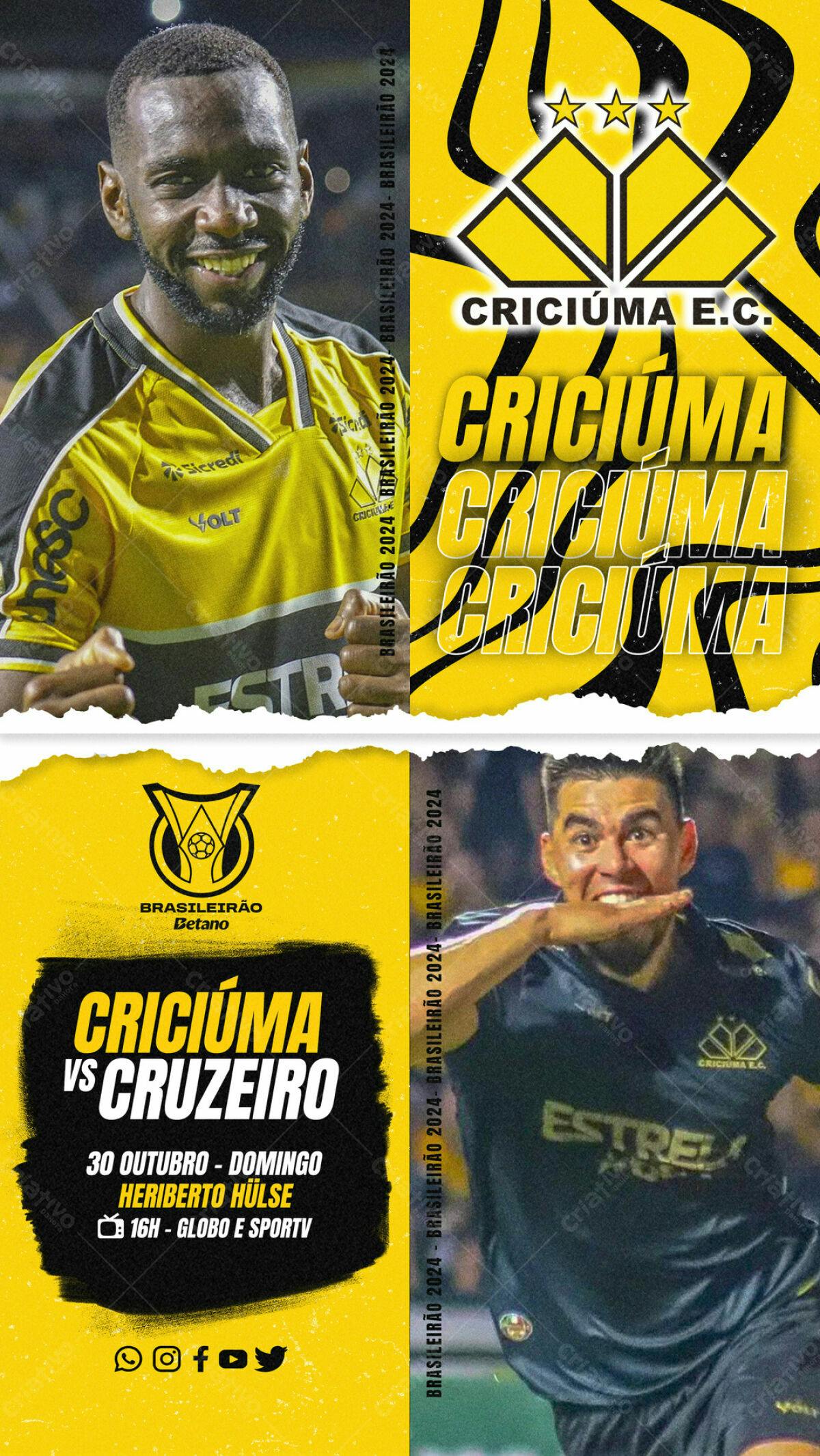 Flyer para Jogo Criciúma x Cruzeiro PSD Editável