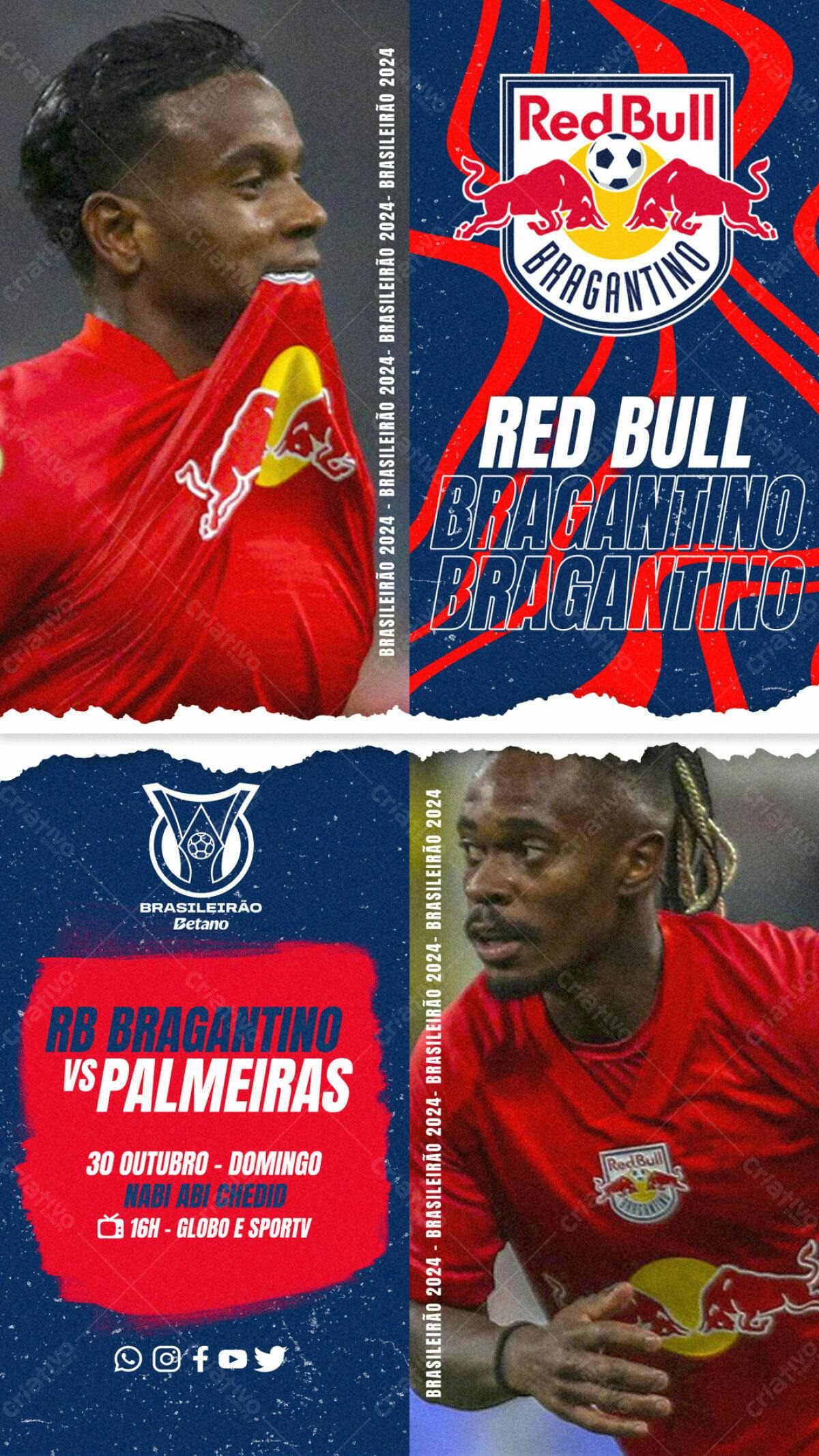 Flyer Red Bull Bragantino x Palmeiras PSD Editável