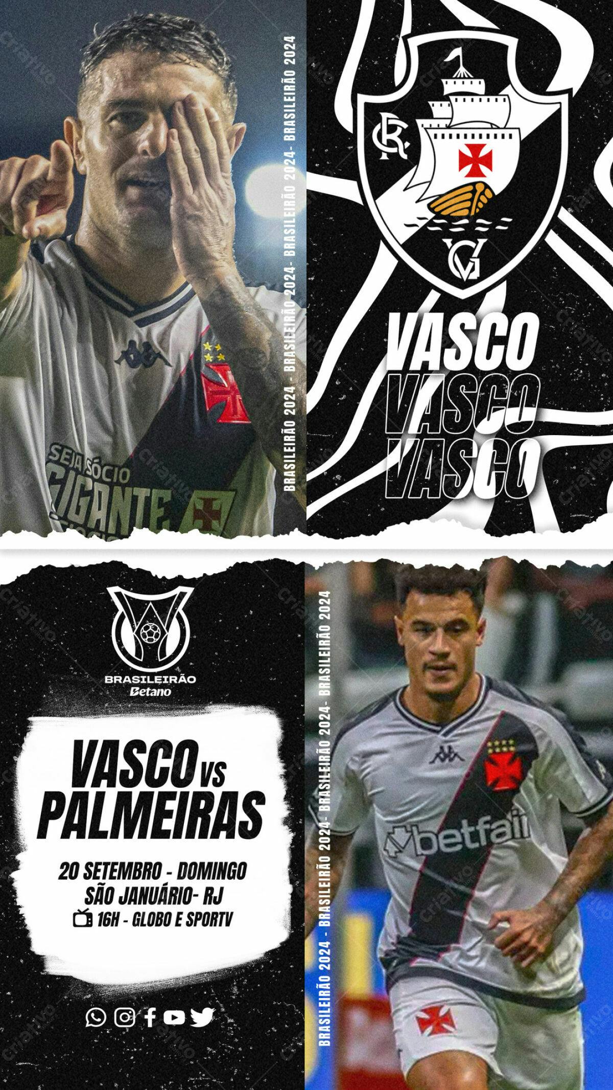 Flyer Vasco x Palmeiras PSD Editável