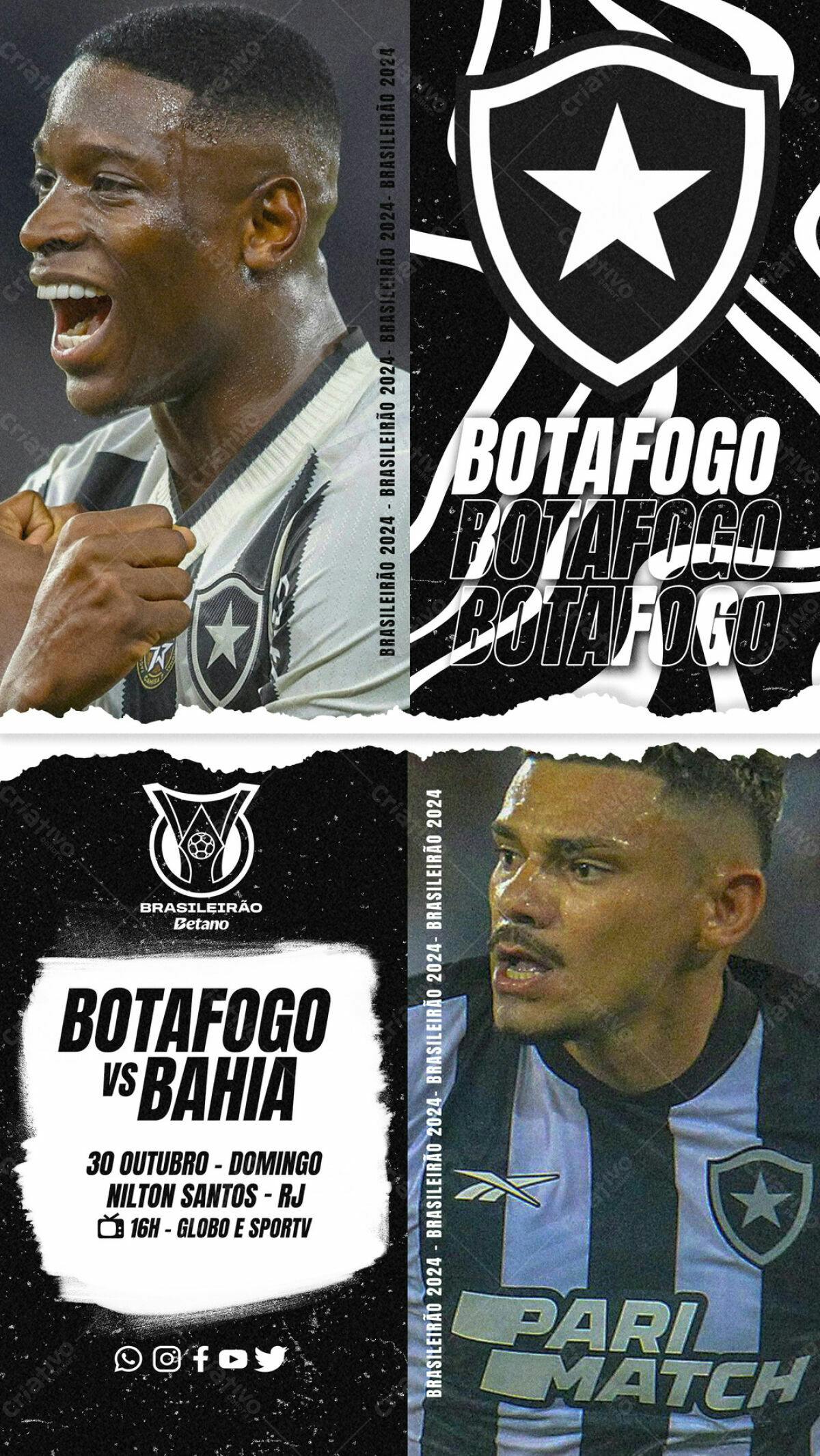 Flyer Botafogo vs Bahia PSD Editável