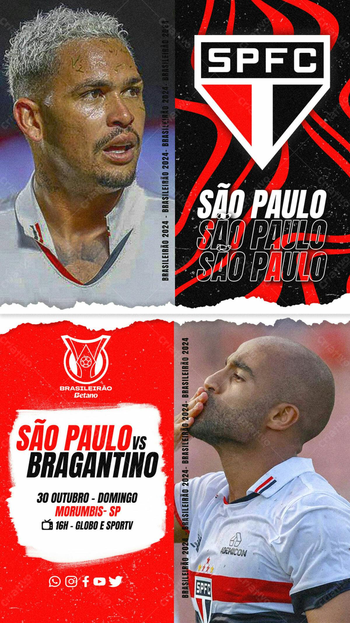Flyer São Paulo vs Bragantino PSD Editável