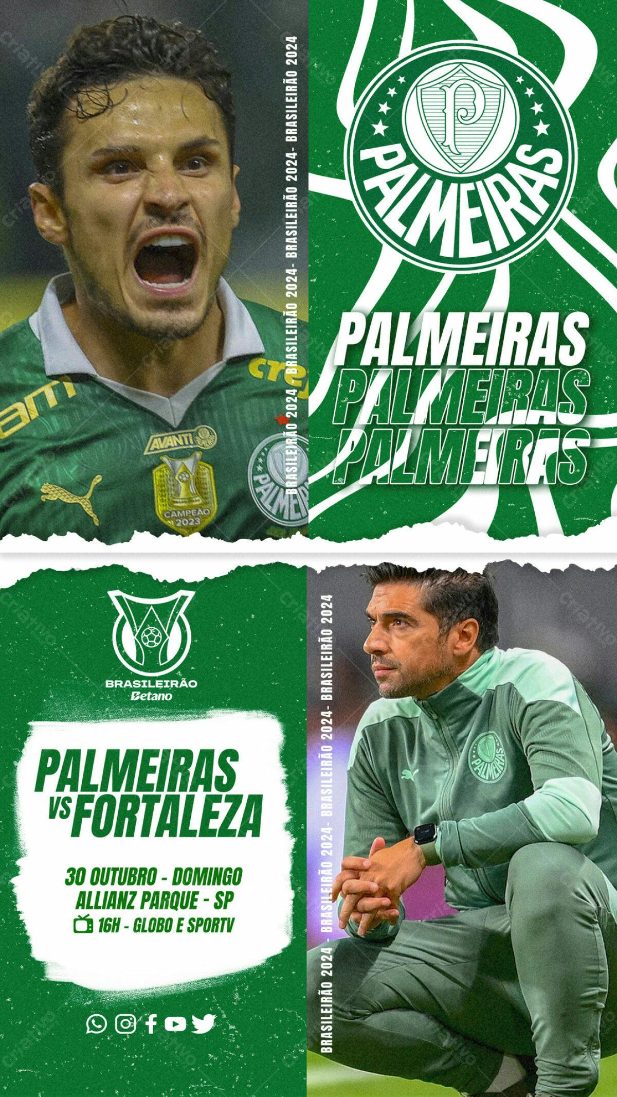 Post para Jogo Palmeiras x Fortaleza PSD Editável