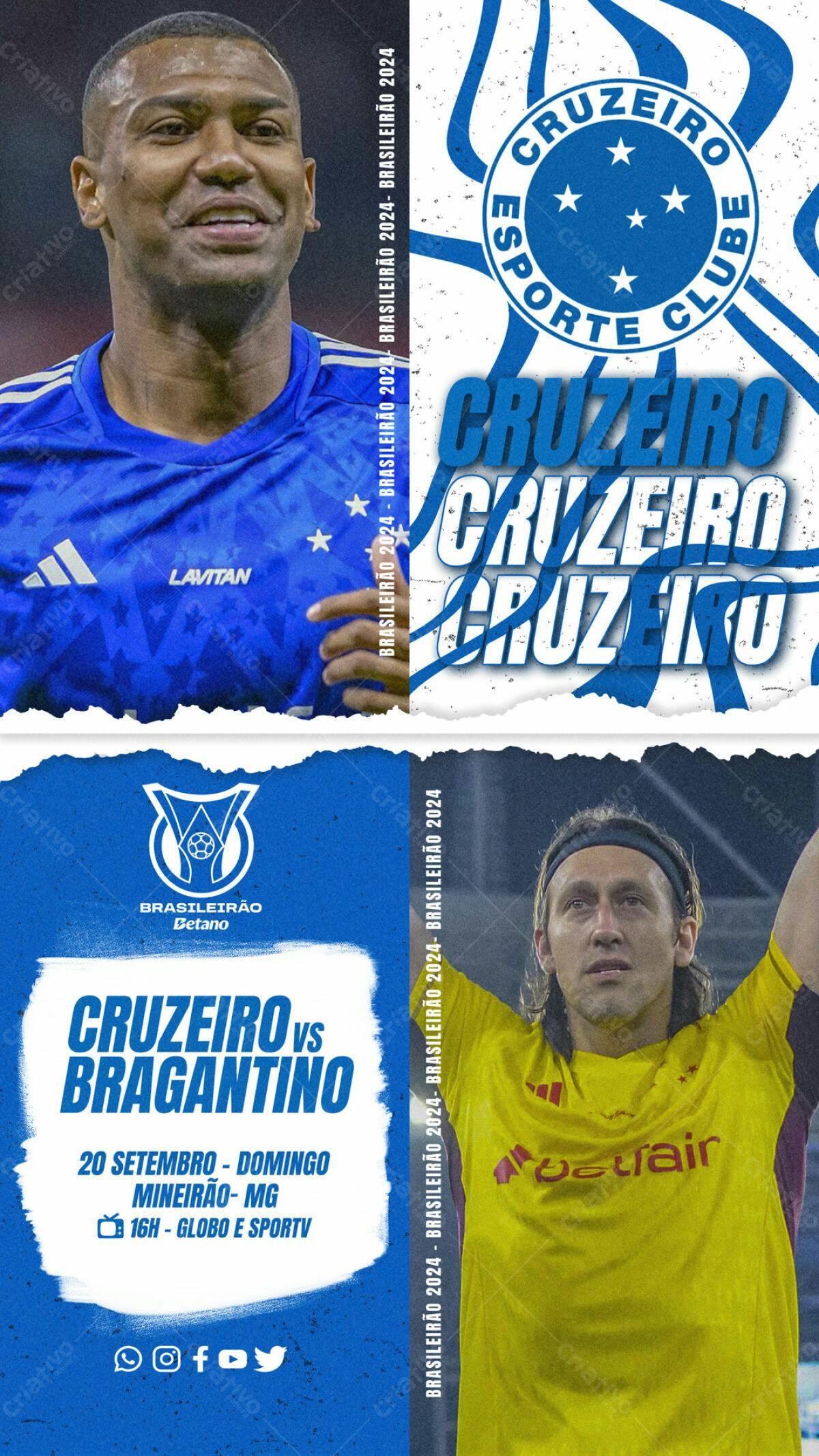 Flyer para Jogo Cruzeiro x Bragantino PSD Editável