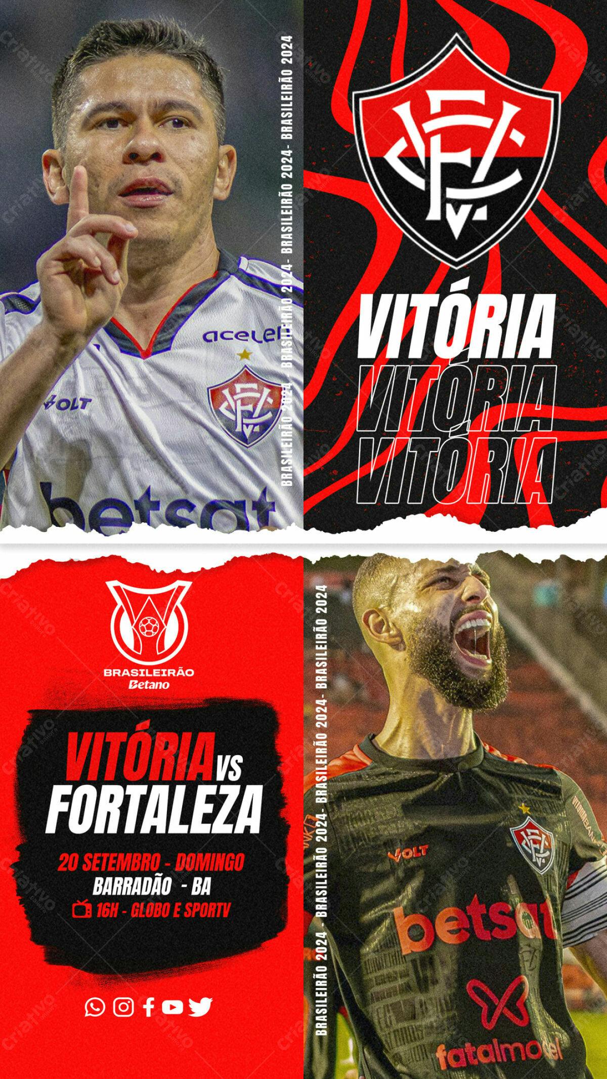 Flyer Vitória x Fortaleza Brasileirão PSD Editável
