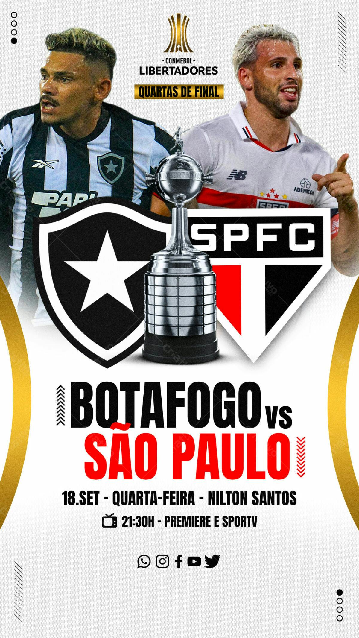 Flyer Botafogo vs São Paulo Libertadores PSD Editável