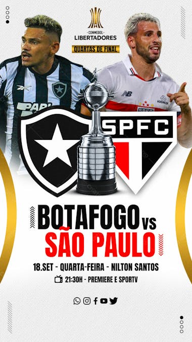 Flyer esportivo quartas de final libertadores 2024 botafogo x são paulo