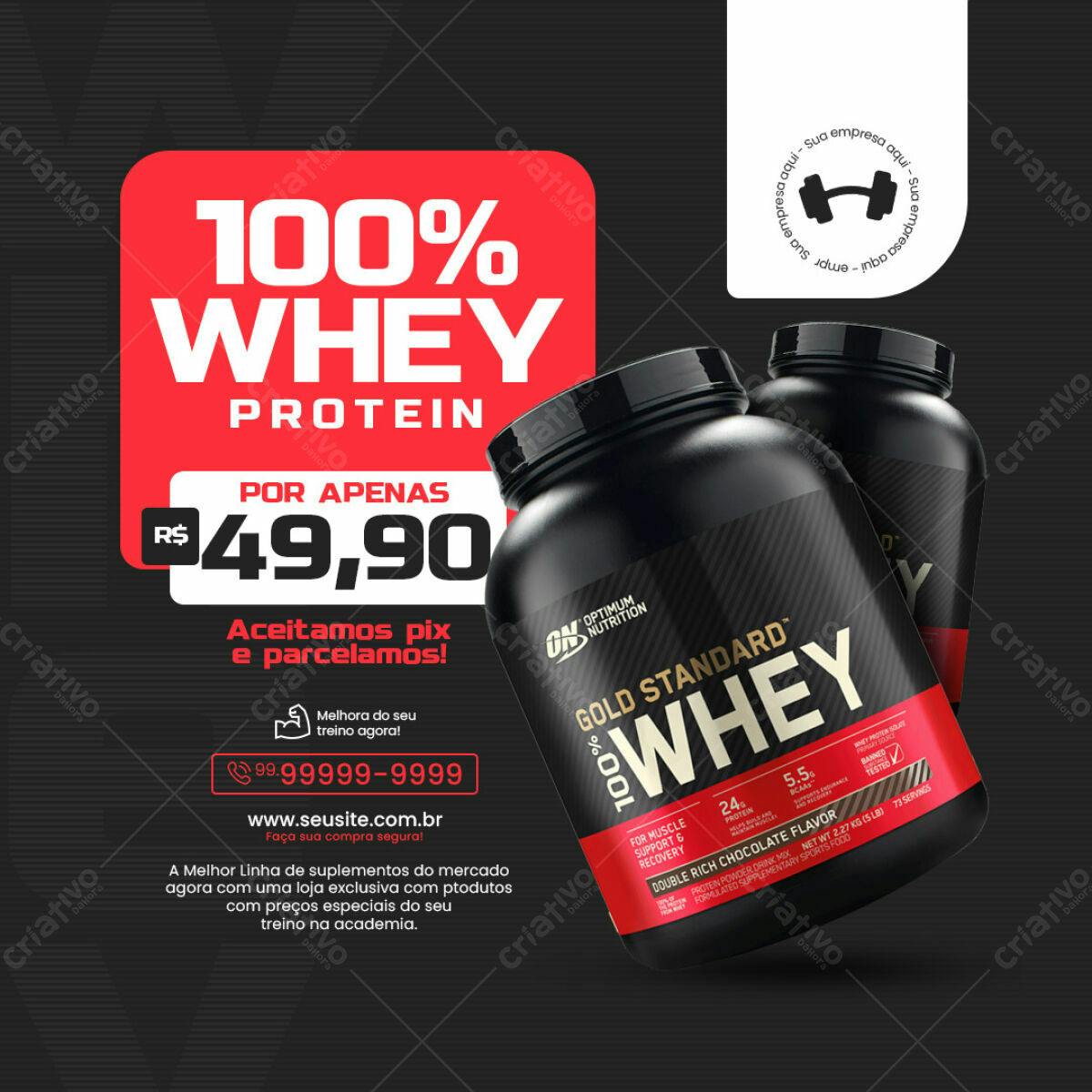 Flyer Suplemento Whey Protein PSD Editável