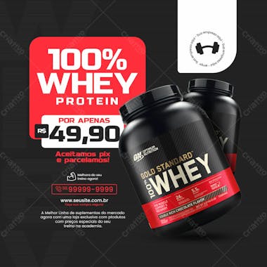 Loja de suplementos social media instagram 100% whey protein