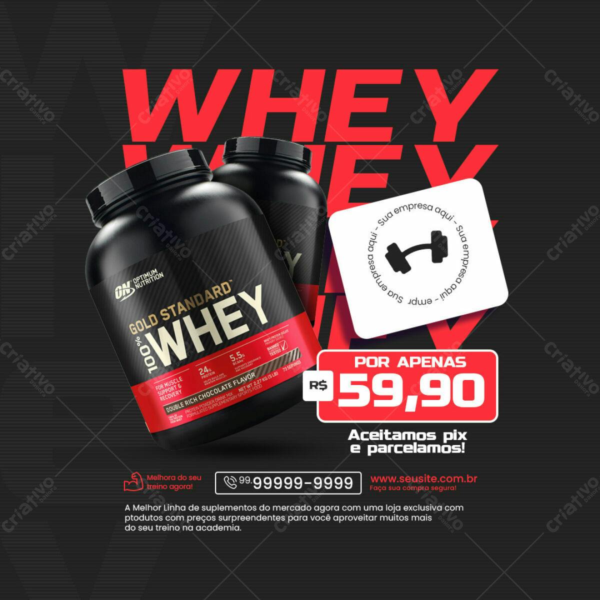 Flyer Whey Protein Promoção PSD Editável