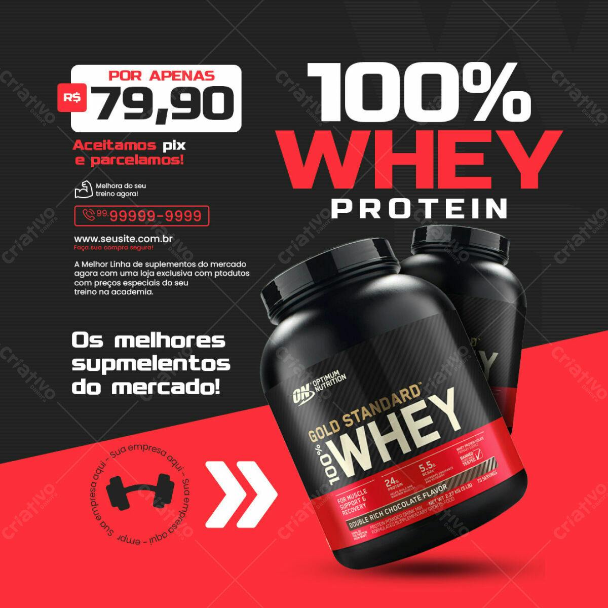 Flyer Suplementos Whey Protein PSD Editável