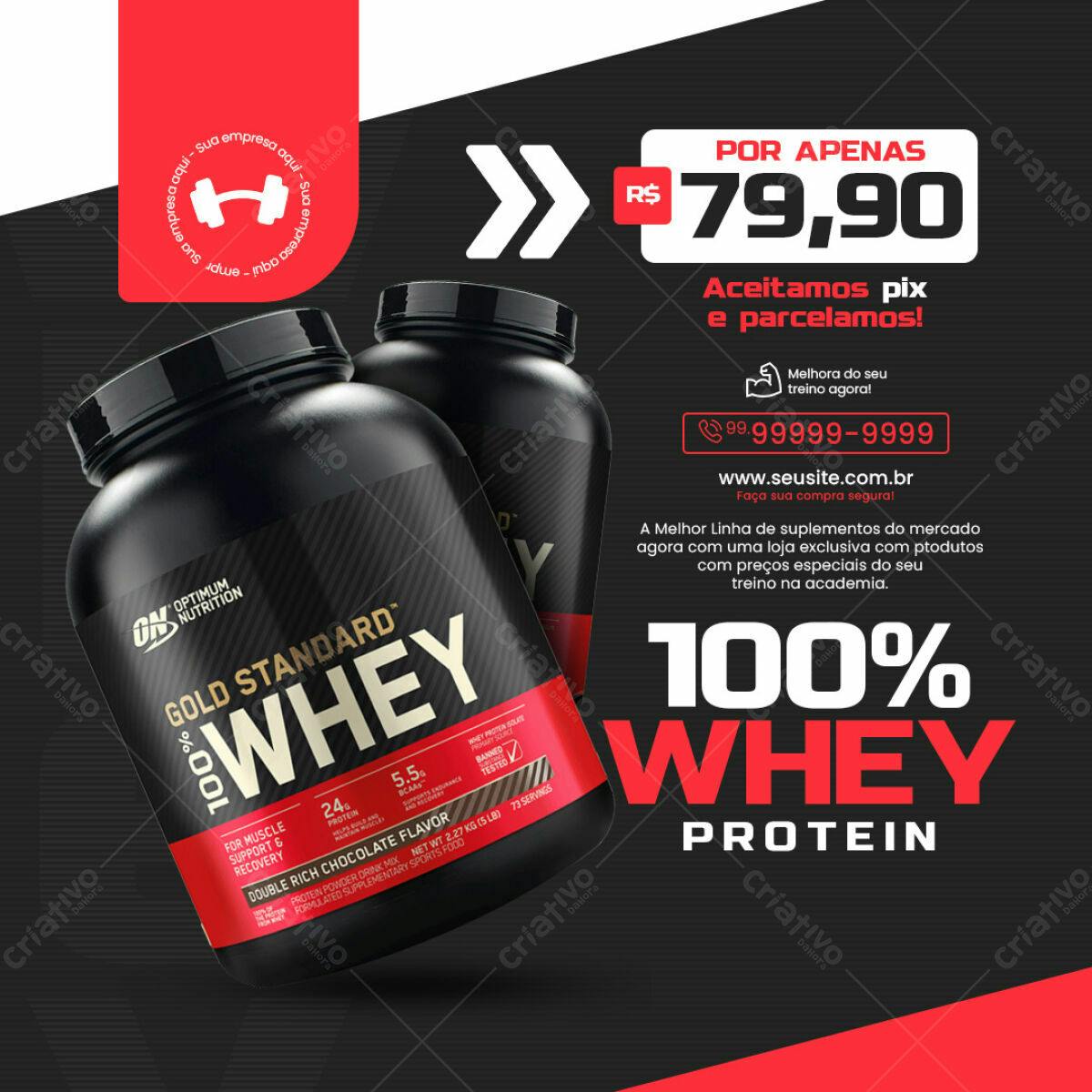 Flyer Whey Protein Promoção PSD Editável