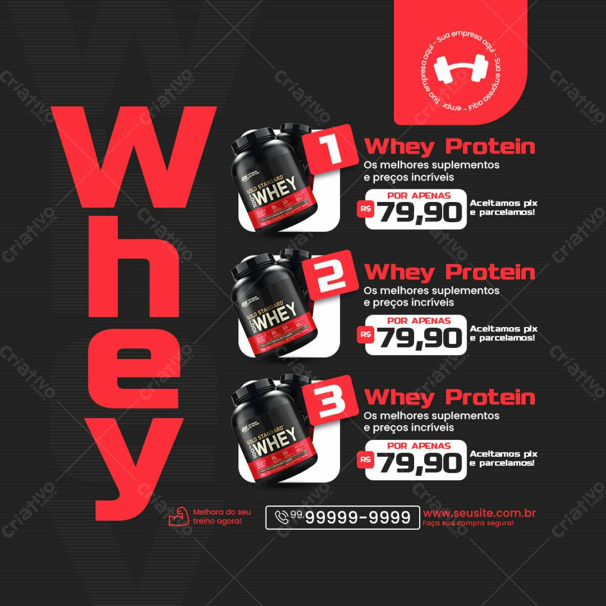 Flyer Whey Protein Promoção PSD Editável