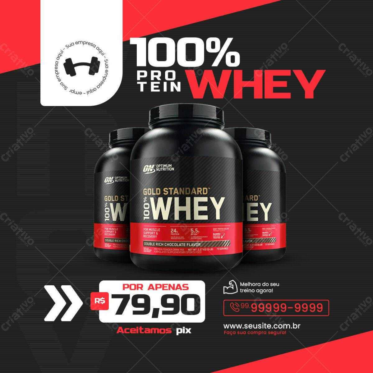 Flyer Suplemento Whey Protein PSD Editável