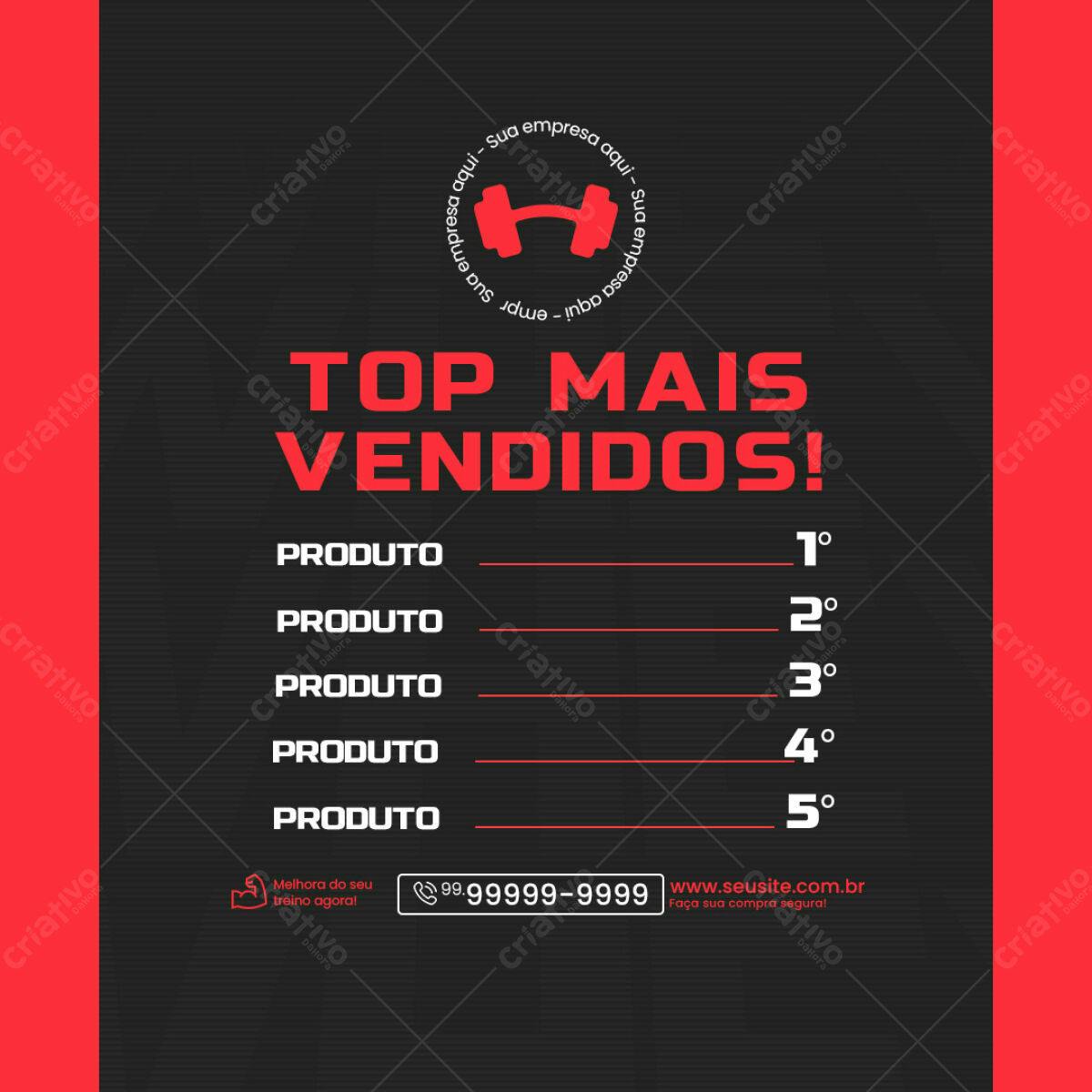 Postagem Instagram Academia Top 5 Produtos PSD Editável