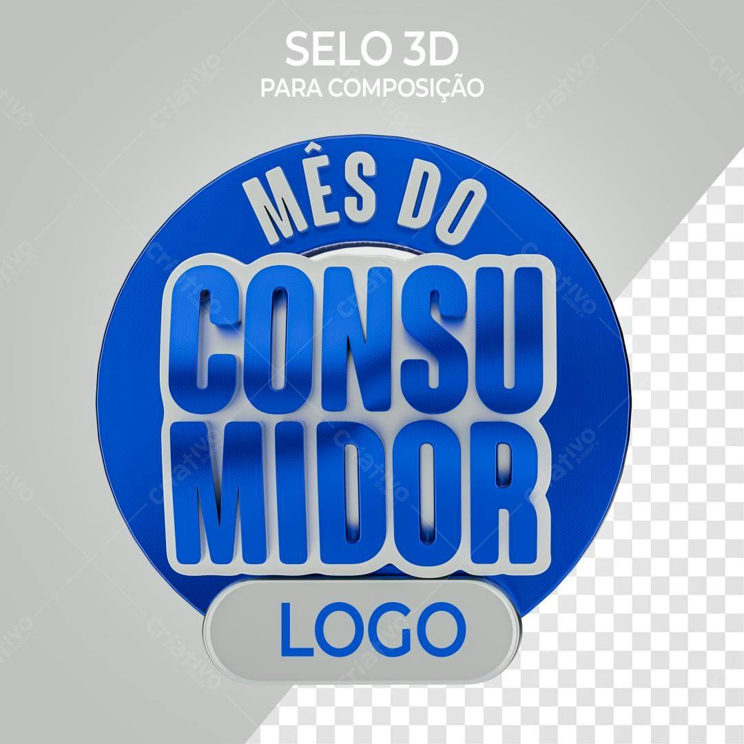 Selo 3D para o Mês do Consumidor PSD Editável