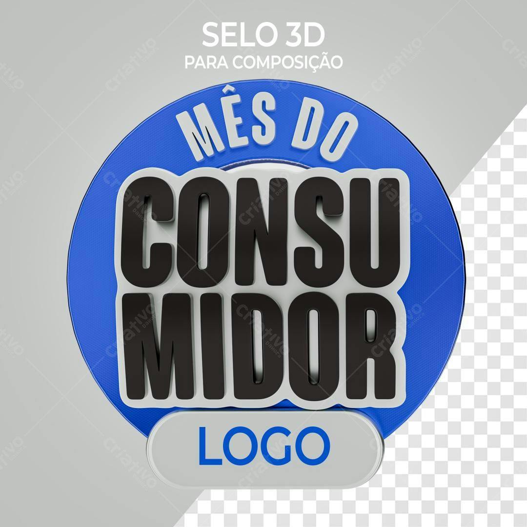 Selo 3D para Mês do Consumidor PSD Editável