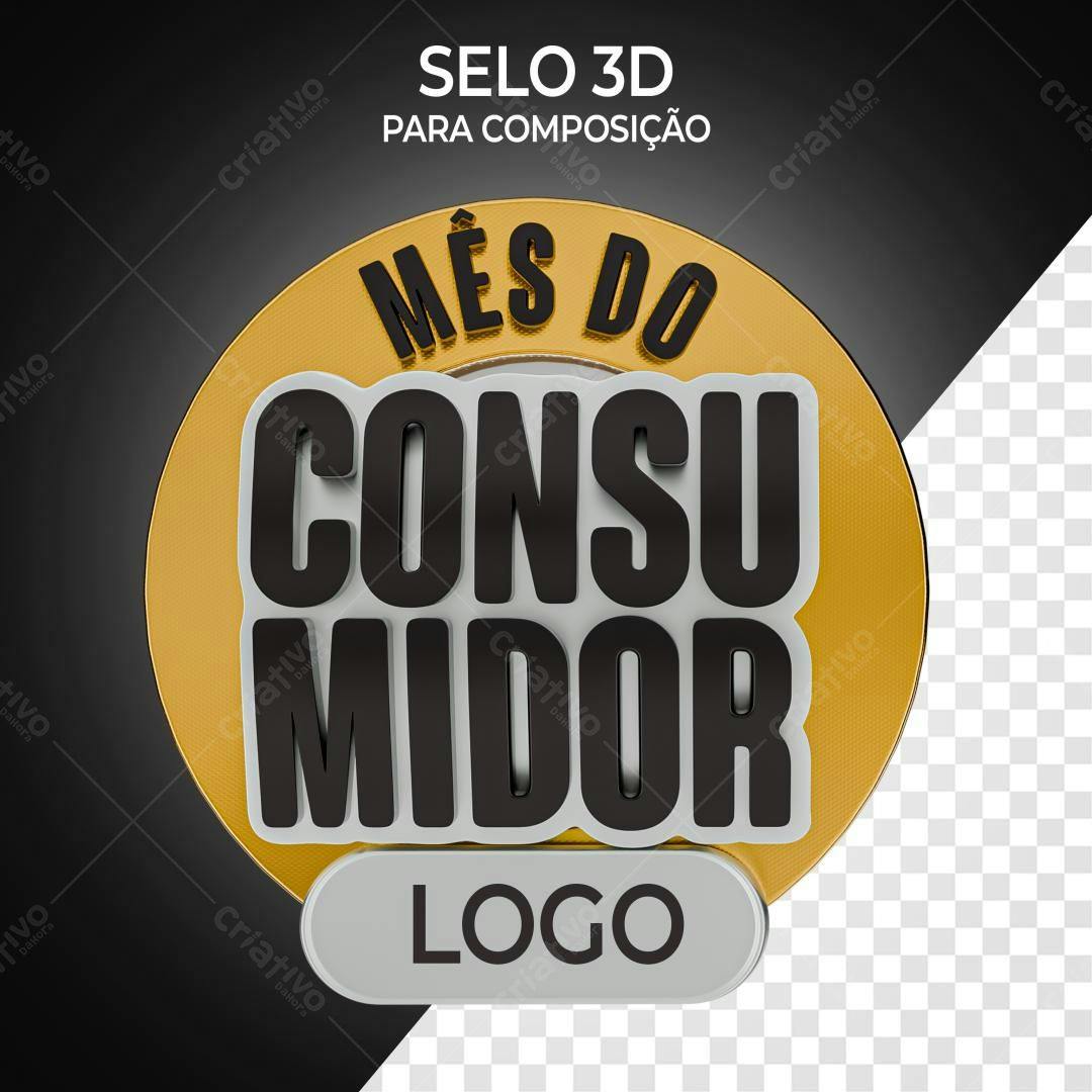 Selo 3D para o Mês do Consumidor PSD Editável