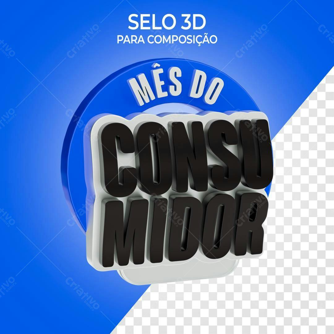 Selo 3D para o Mês do Consumidor PSD Editável