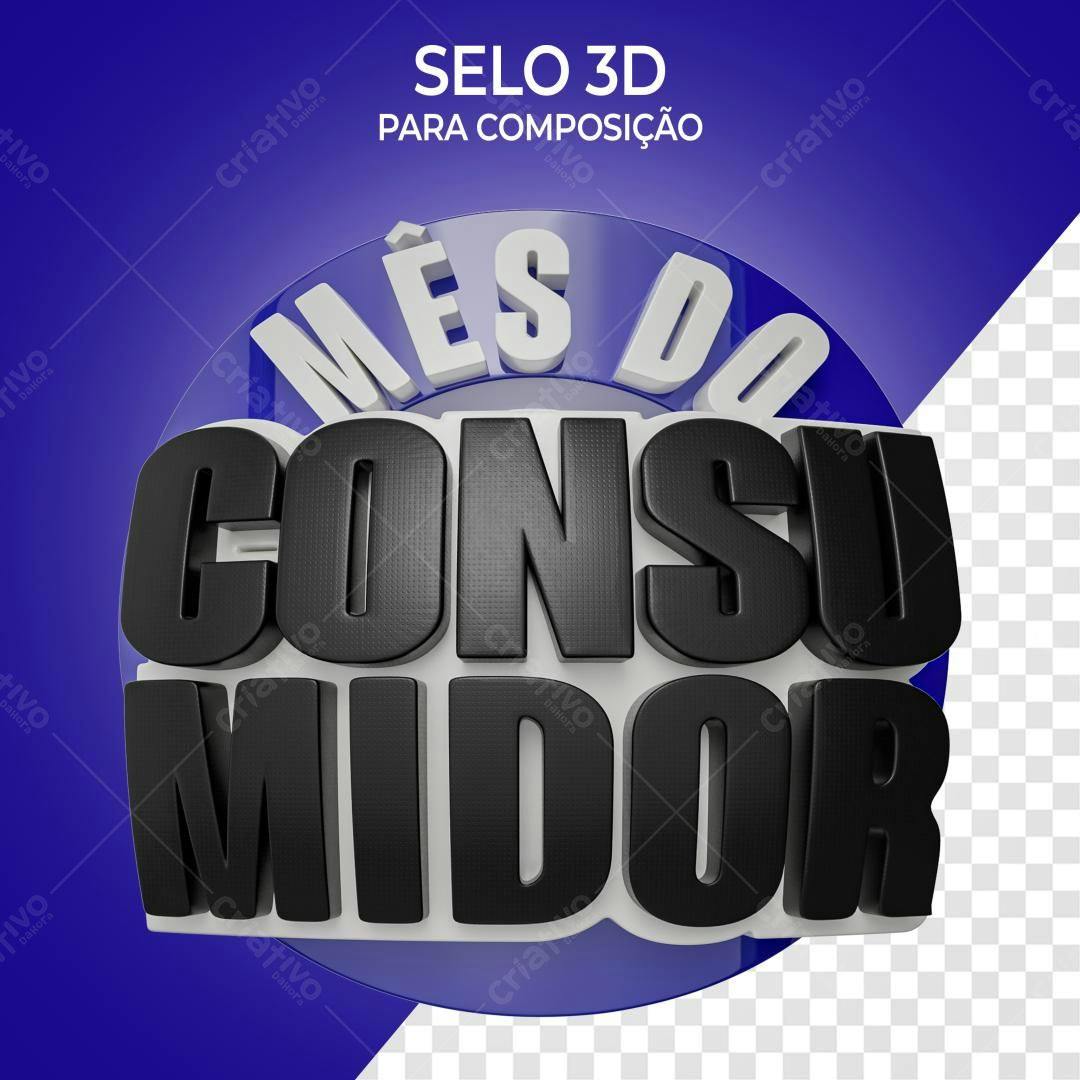 Selo 3D para o Mês do Consumidor PSD Editável