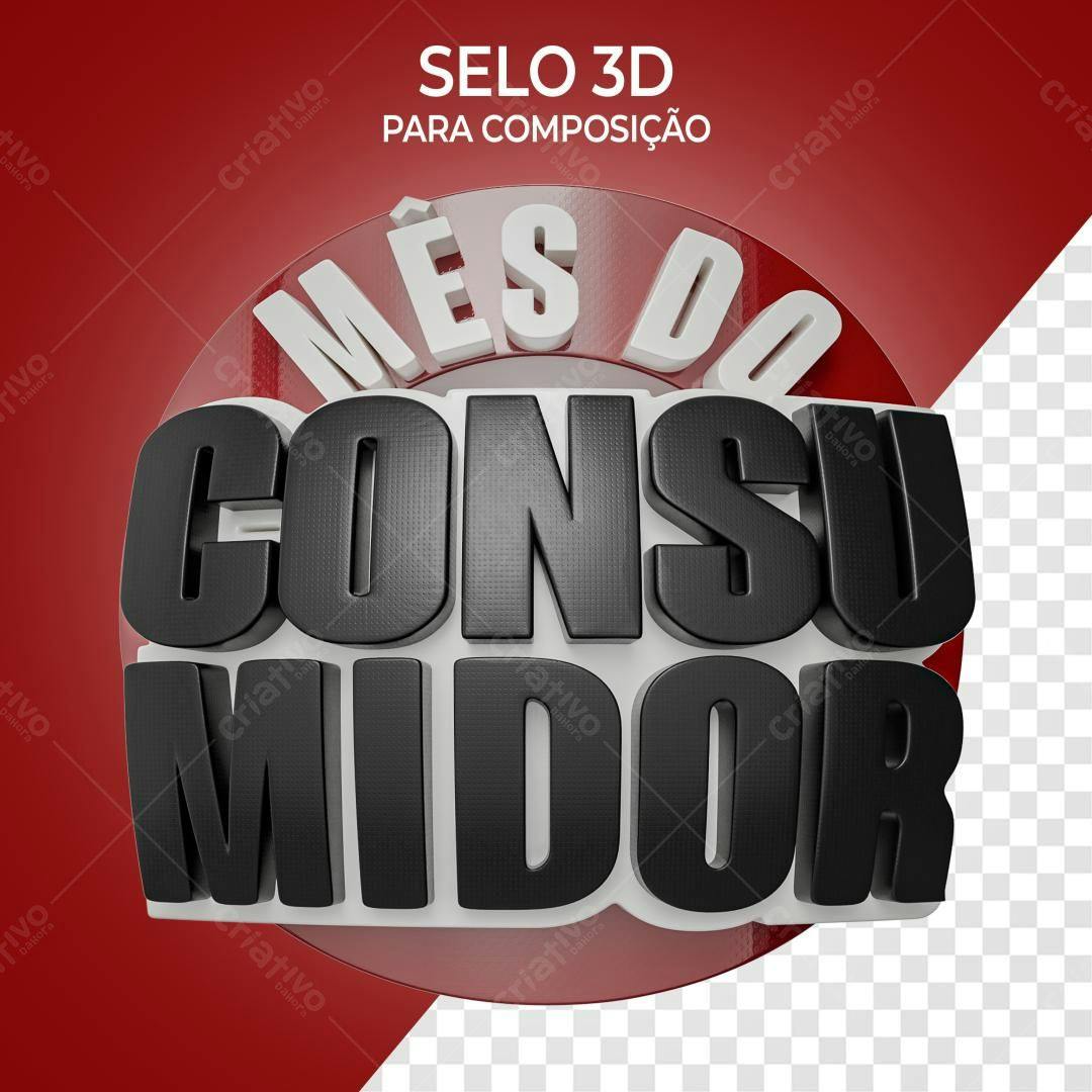 Selo 3D para o Mês do Consumidor PSD Editável