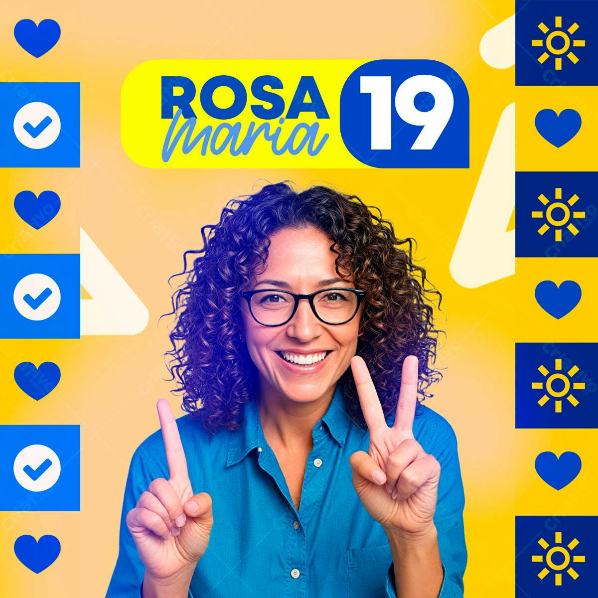 Postagem de Aniversário Rosa Maria 19 anos PSD Editável