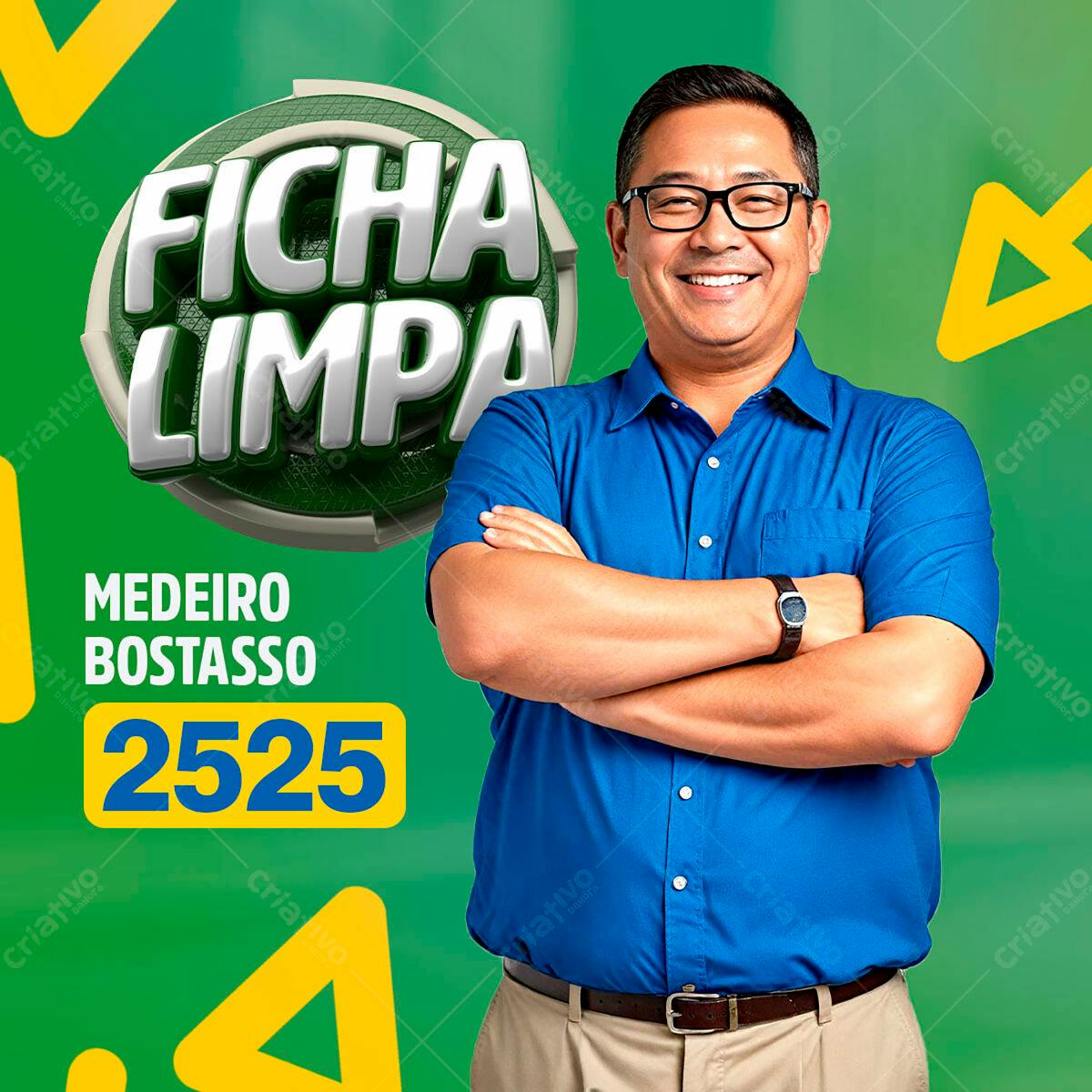 Flyer Eleições Medeiro Bostasso 2525 PSD Editável