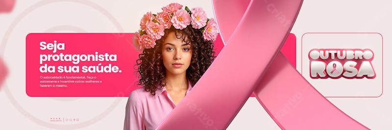 Outubro rosa banner campanha contra cancer