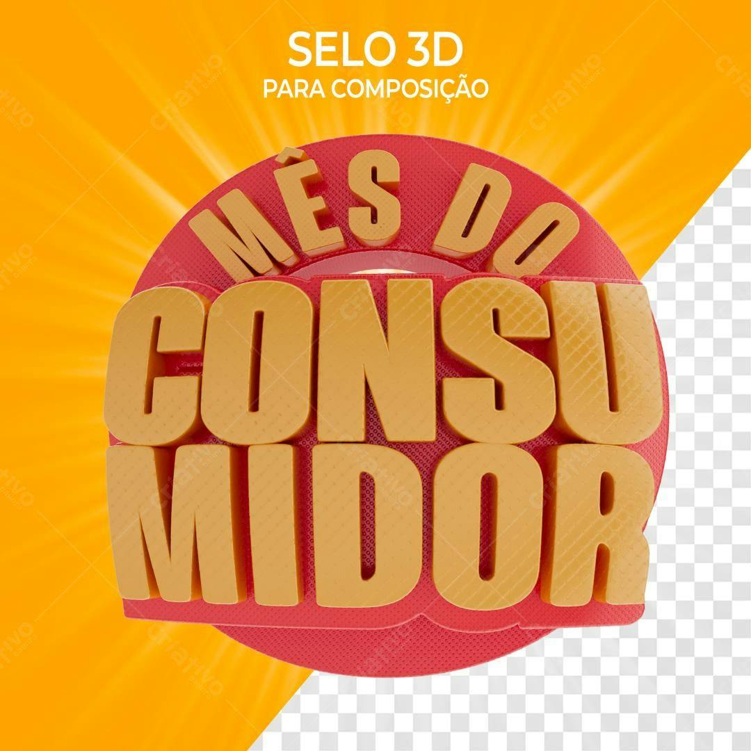 Selo 3D para Mês do Consumidor PSD Editável