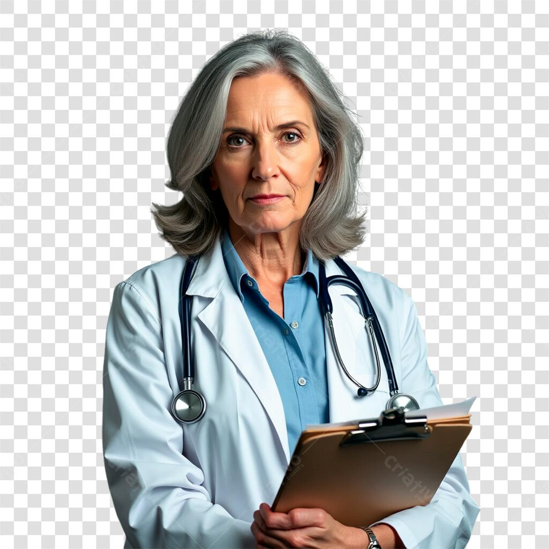Médica sénior com prontuário