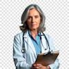 Médica com uma prancheta png transparente