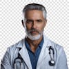 Serious male doctor transparent png