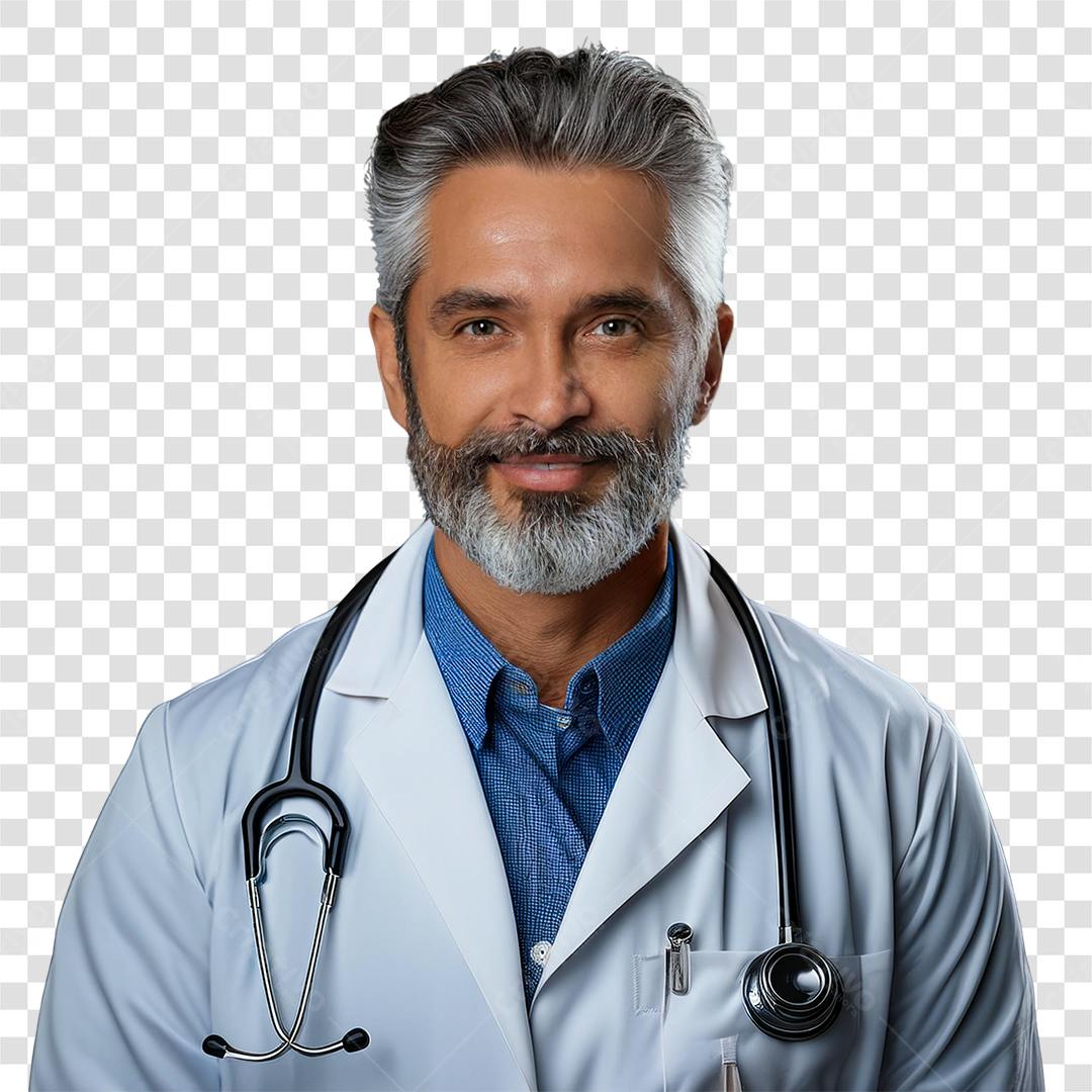 Médico sorridente com jaleco branco