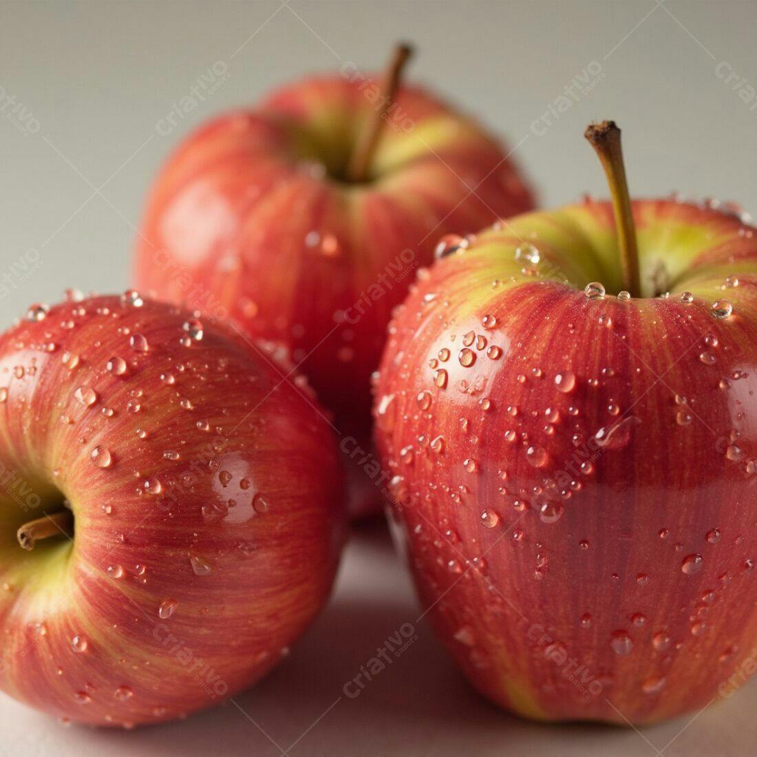 Maçãs vermelhas frescas com gotas d'água