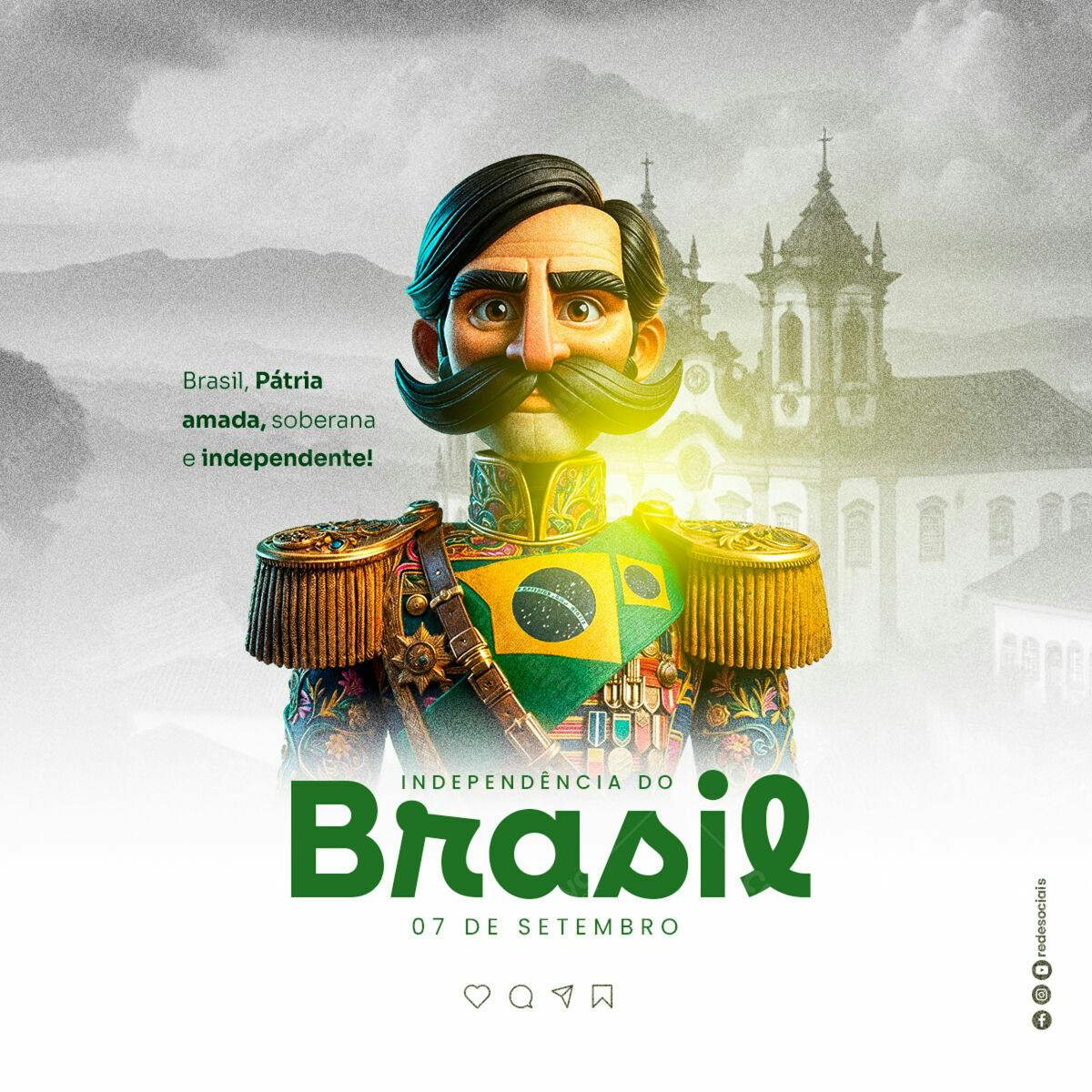 Arte para o Dia da Independência do Brasil PSD Editável