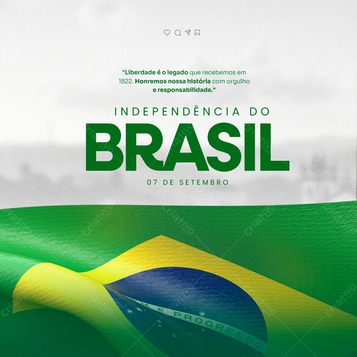 Post para o Dia da Independência do Brasil PSD Editável