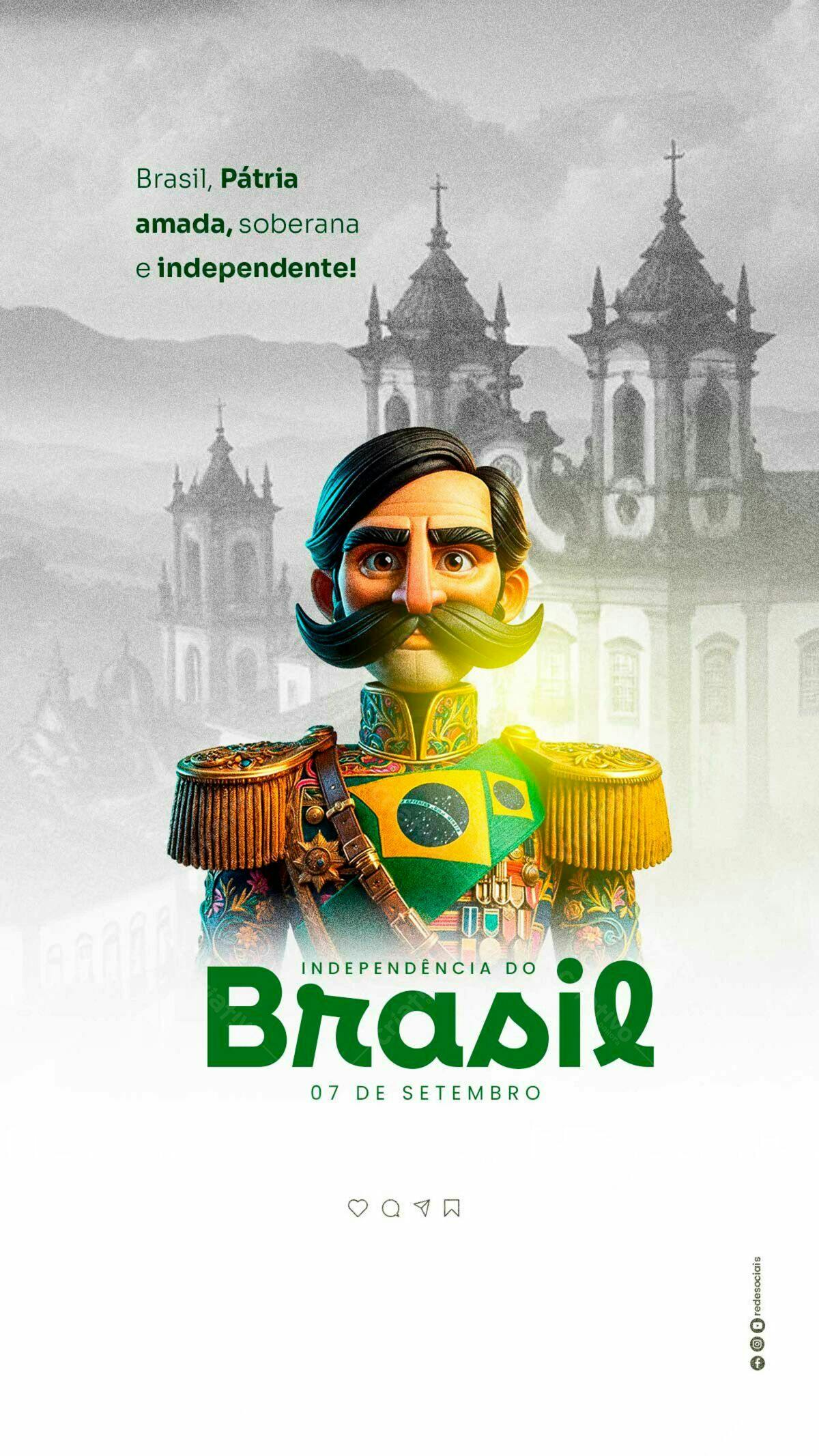 Poster 7 de Setembro Independência do Brasil PSD Editável